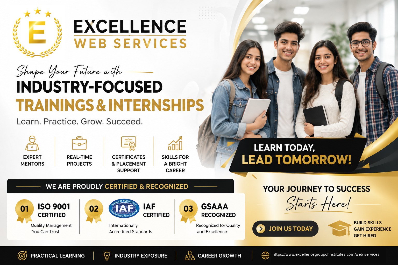 Industry-focused trainings and internships at Excellence Web Services